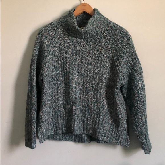 Urban Outfitters Silence + Noise Easton Mock Neck Teal chunky knit Sweater XS - Picture 4 of 10
